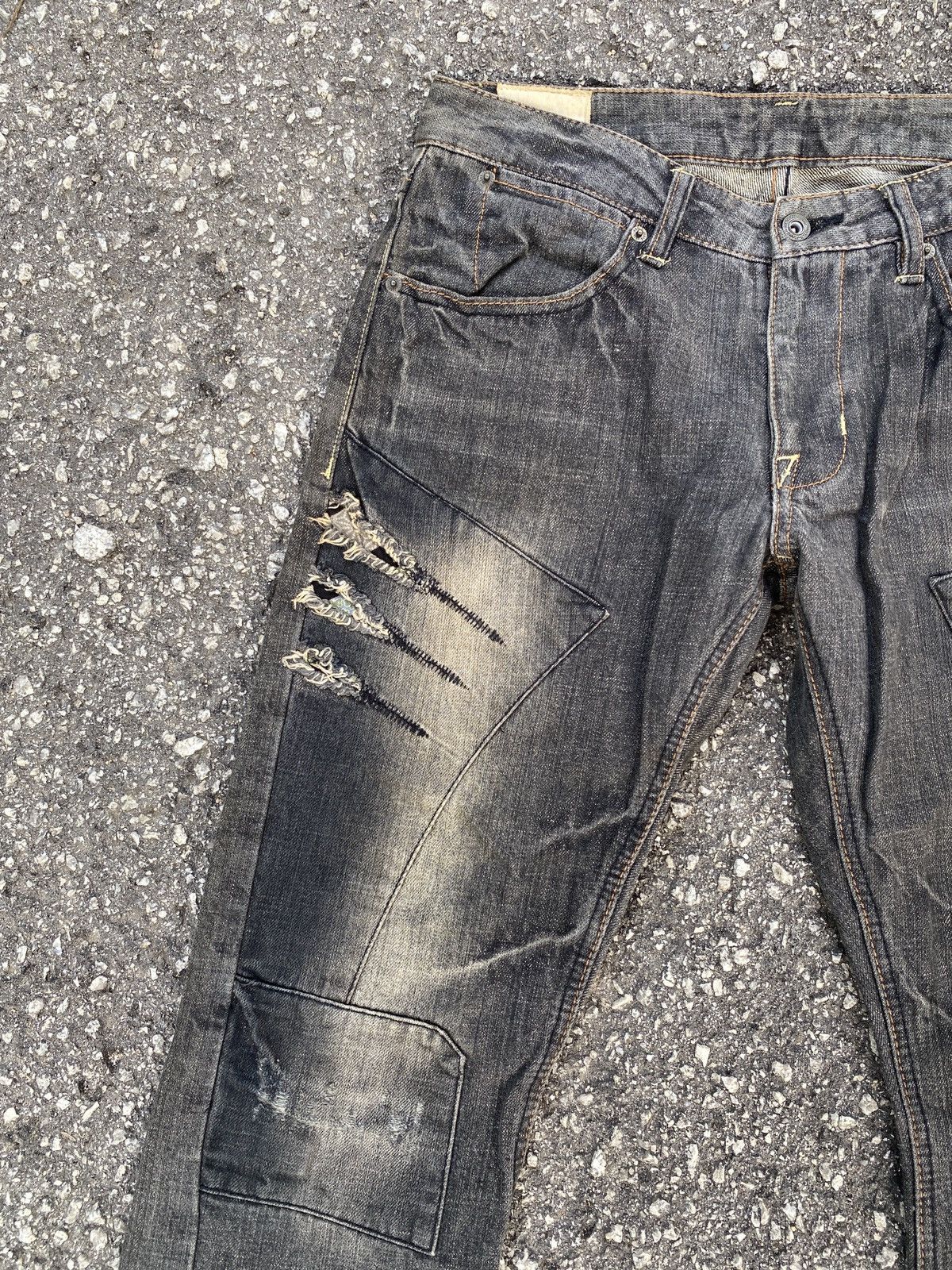 If Six Was Nine × Japanese Brand × Le Grande Bleu (L.G.B.) Flare Vintage Steen Blue Patchwork Distressed Denim Size US 31 - 6 Thumbnail