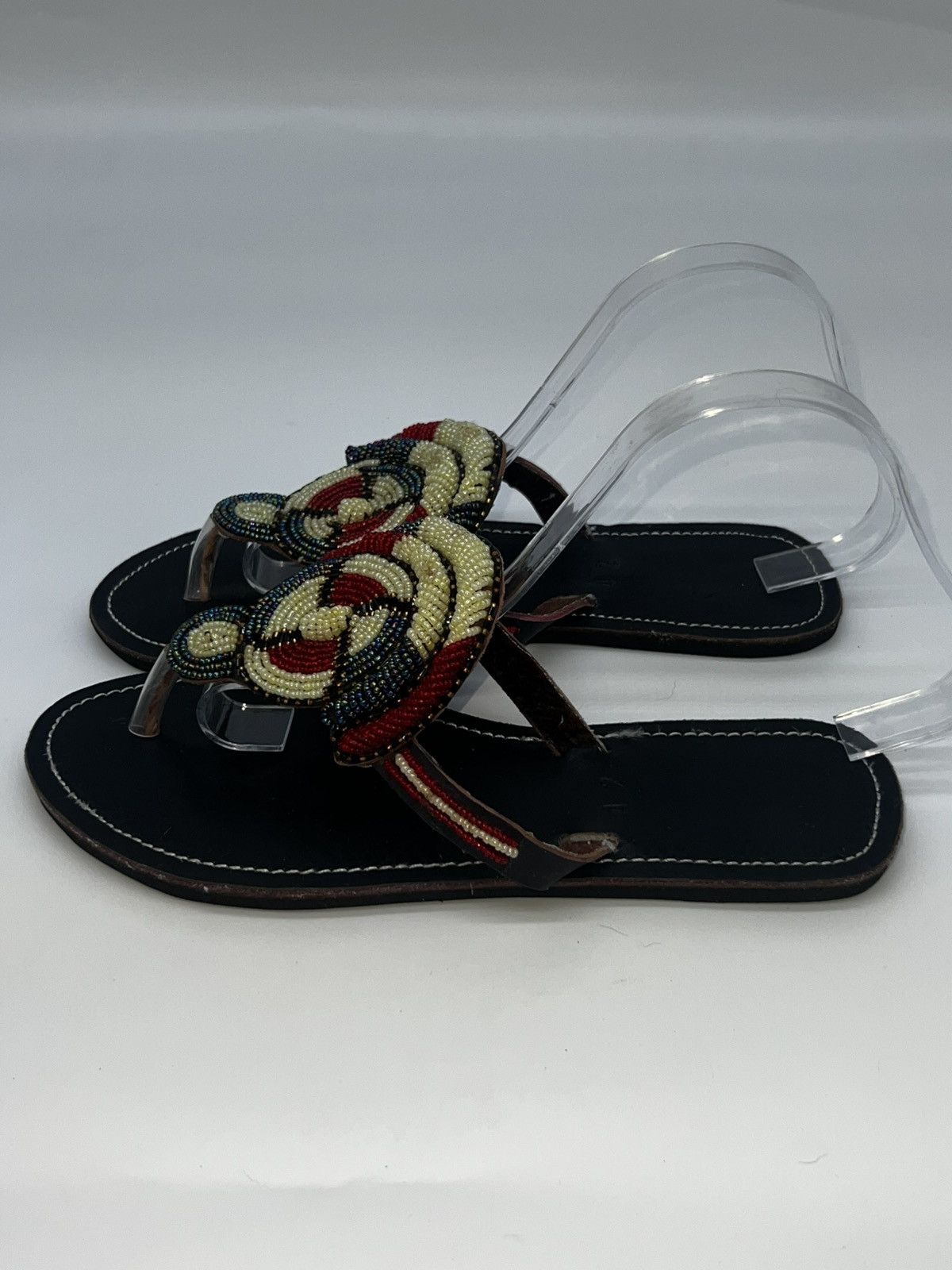 Other Handmade African Beaded, Leather Maasai Sandals Multicolor Size US 9.5 / IT 39.5 - 2 Thumbnail
