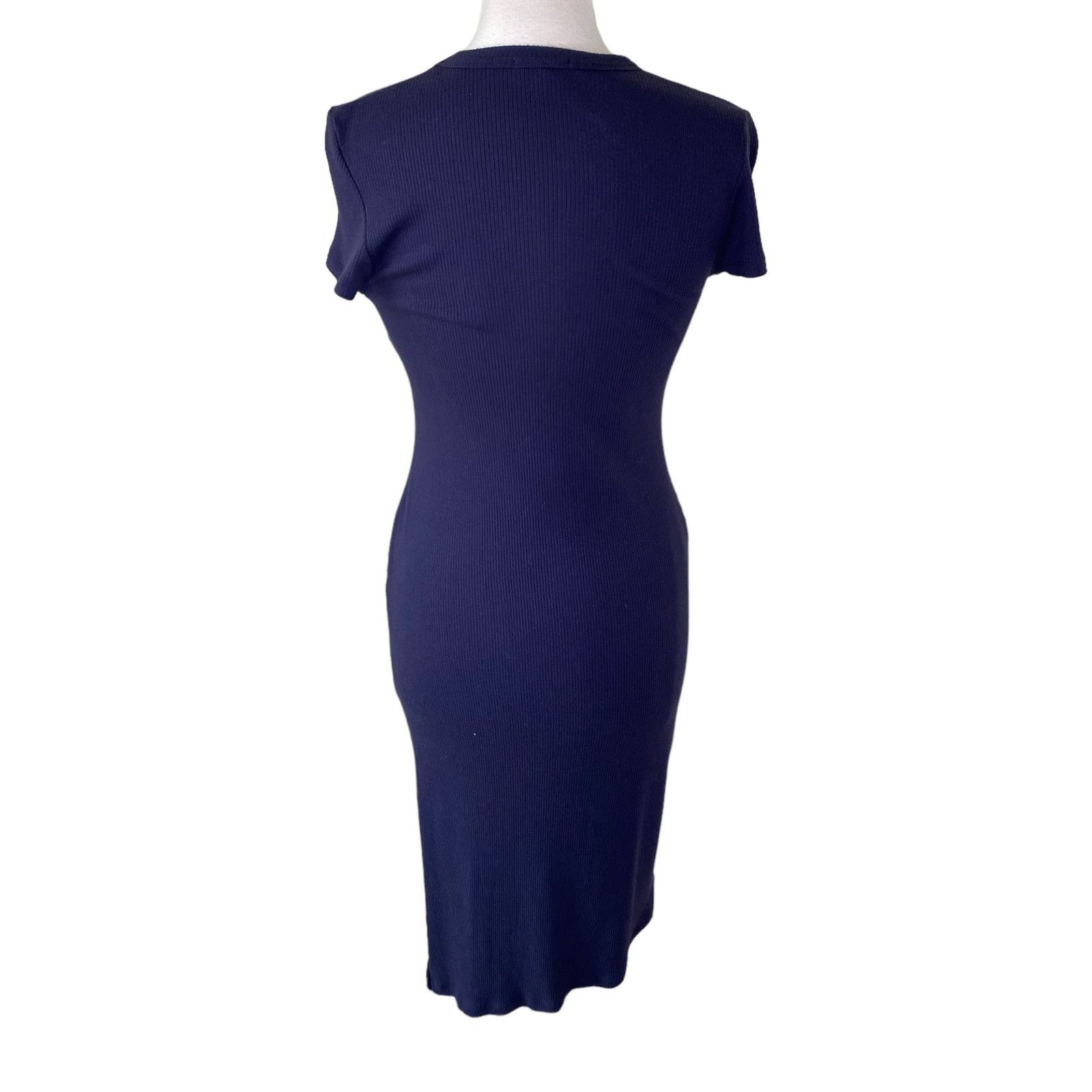 Skin SKIN Ribbed Knit Keyhole Asymmetrical Hem Midi Dress Size M / US 6-8 / IT 42-44 - 2 Thumbnail