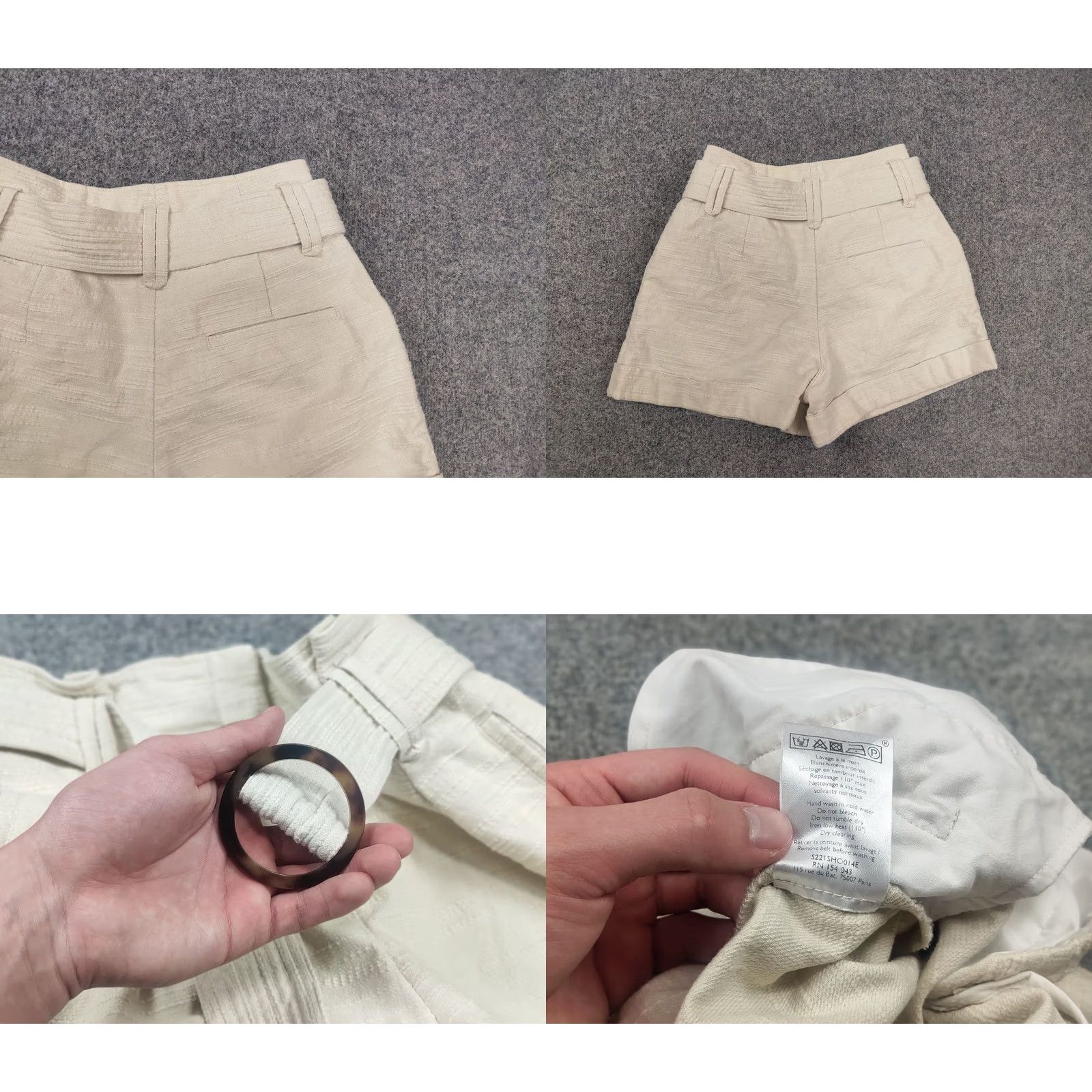 Vintage Sezane Design Rome Beige Woven Belted Cuff Shorts High-rise Size 28" / US 6 / IT 42 - 9 Thumbnail
