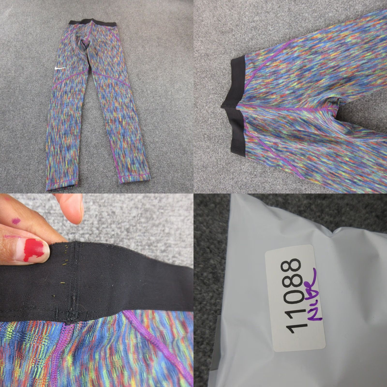 Nike VINTAGE Nike Leggings Womens Large Pro Compression Athletic Running Yoga Pants Size 36" / US 14 / IT 50 - 8 Thumbnail