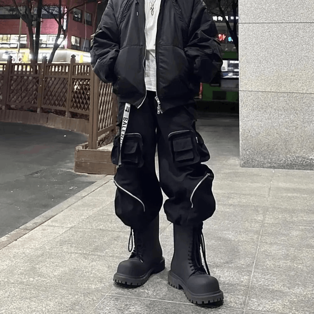 Designer × Vintage Wide Cargo Pants High Street with Poker Straight Baggy Y2K Size US 30 / EU 46 - 5 Thumbnail