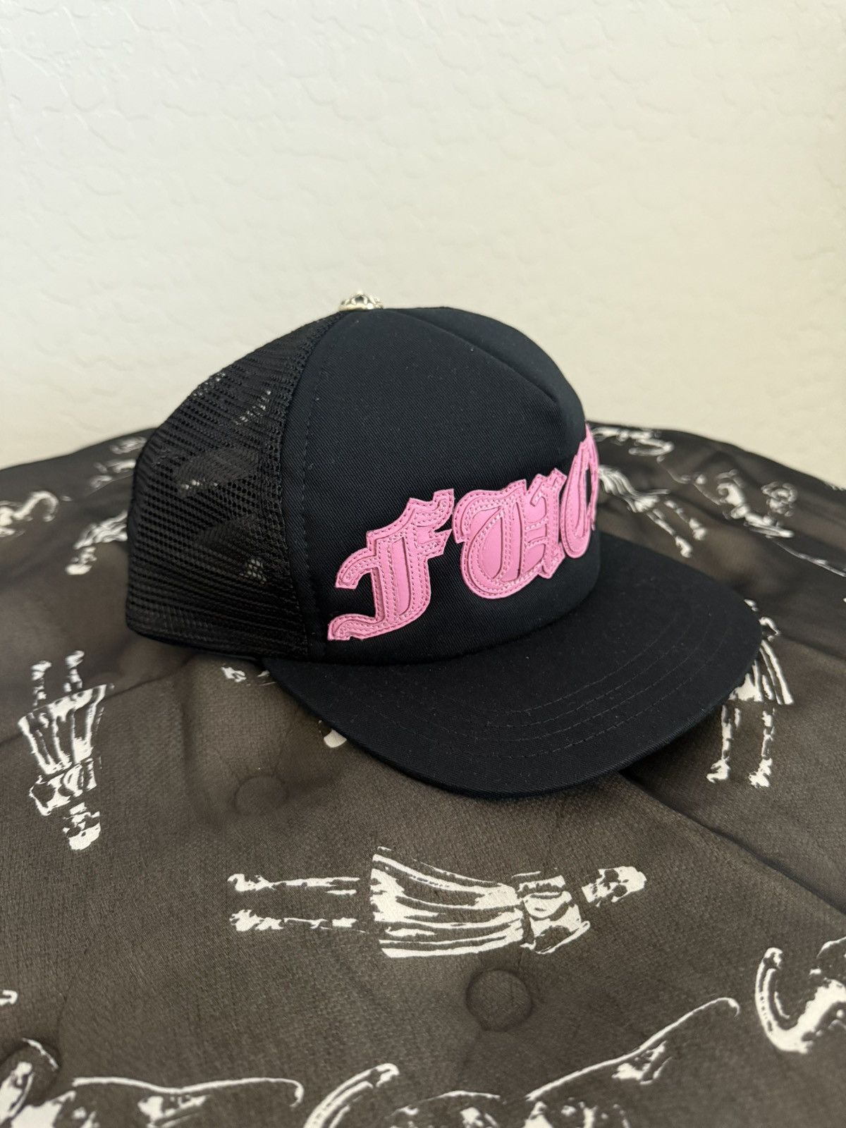 Chrome Hearts FUCK LEATHER PINK PATCH TRUCKER Size ONE SIZE - 1 Thumbnail