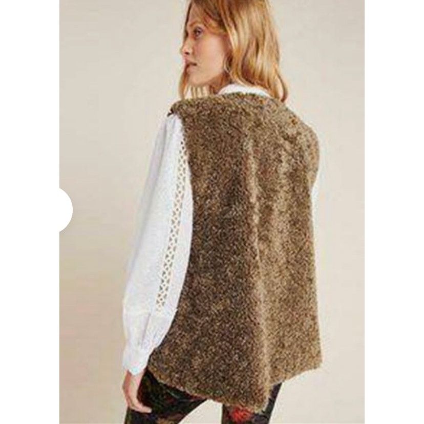 Anthropologie Anthropologie Akemi Kin Women ALONNA Teddy Plush Vest Jacket Size ONE SIZE - 3 Thumbnail