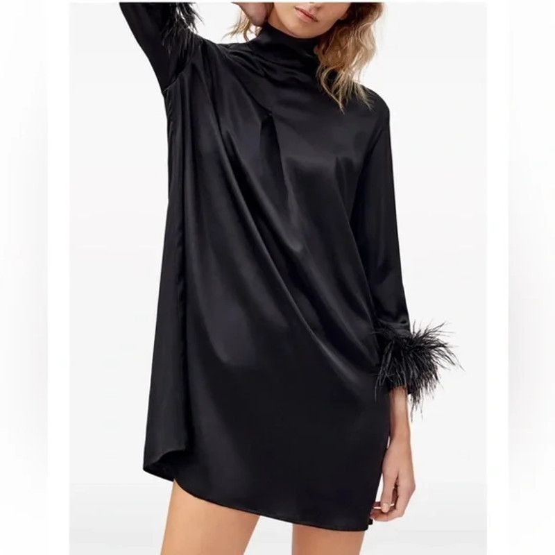 Sleeper NWT Sleeper Black Party Shirt Dress, Detachable Feathers XS Size XS / US 0-2 / IT 36-38 - 1 Thumbnail