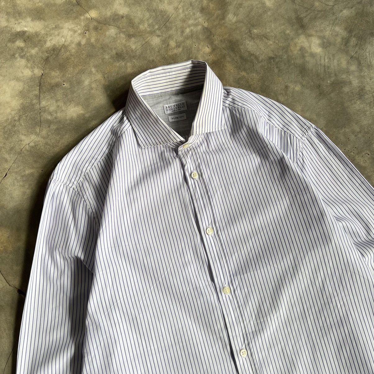 Brunello Cucinelli Brunello Cucinelli Stripe Long Sleeve Button up Shirt Size US L / EU 52-54 / 3 - 2 Thumbnail