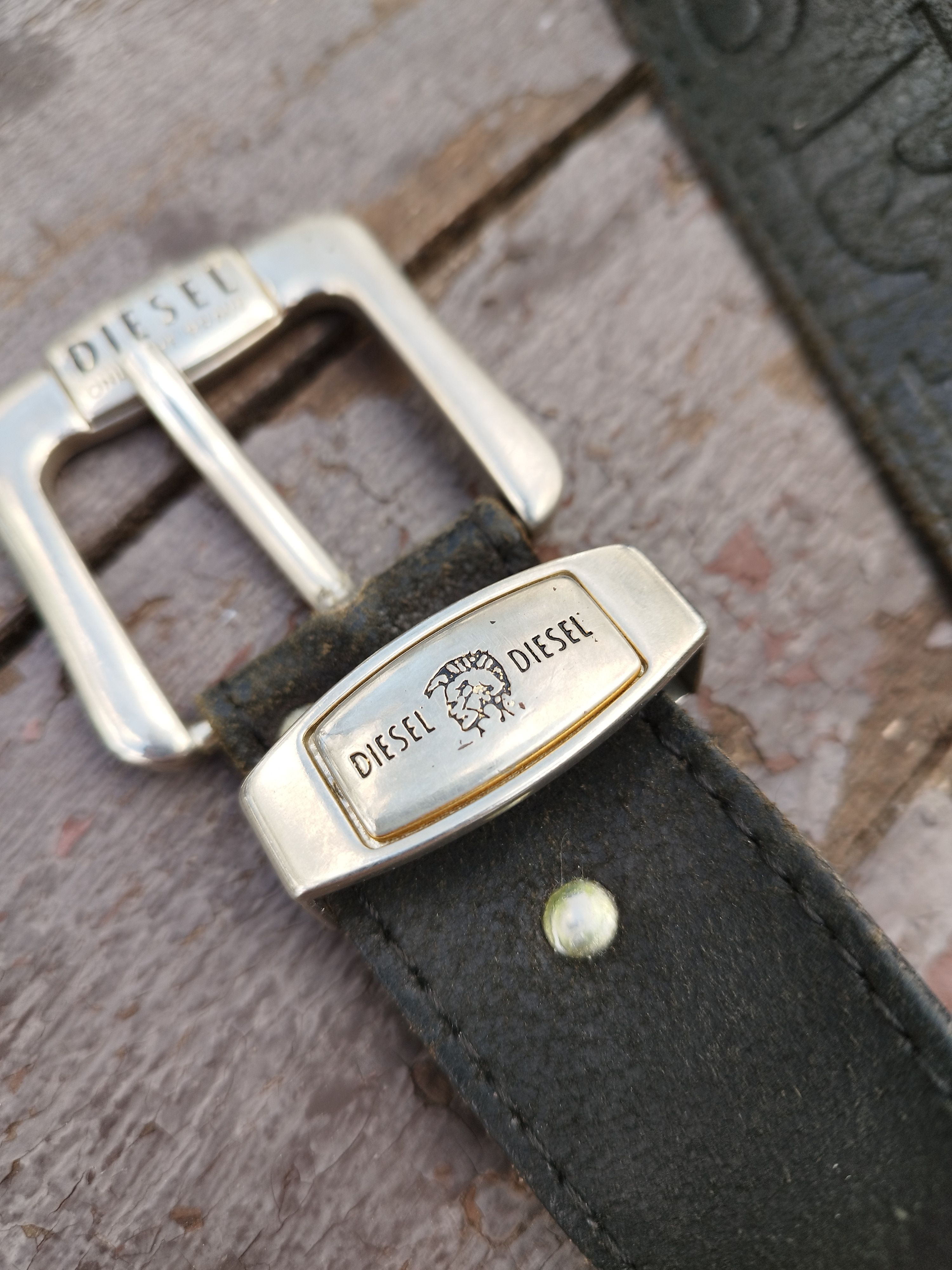 Diesel Diesel Only The Brave Leather Belt Logo Buckle Y2K Grunge Size ONE SIZE - 4 Thumbnail