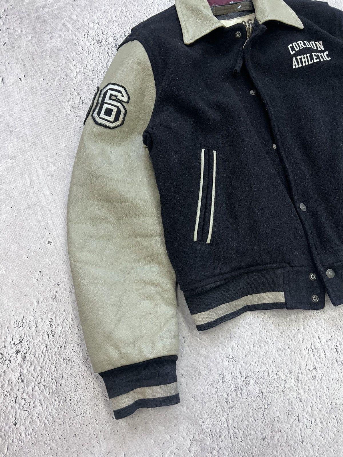 Japanese Brand × NBA Vintage 80's LEATHER Japan Leather Wool Varsity Jacket Size US L / EU 52-54 / 3 - 3 Thumbnail