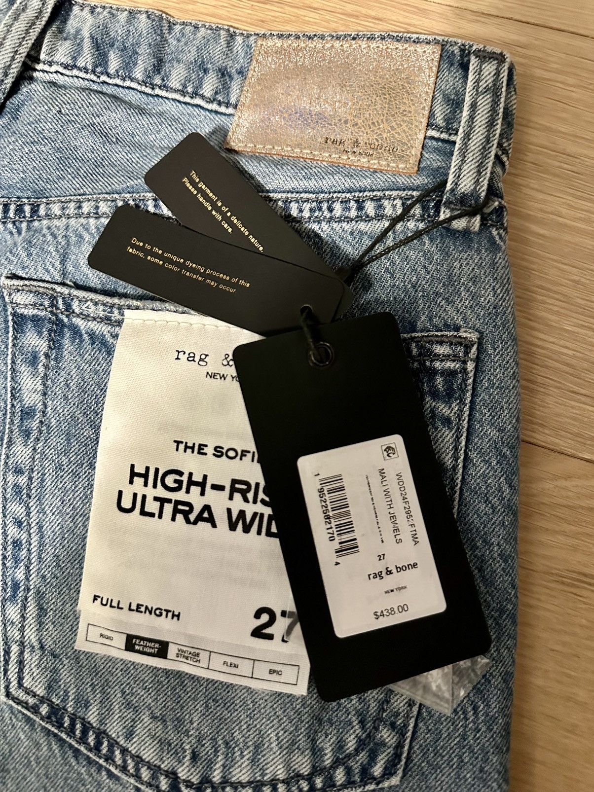 Rag & Bone rag & bone Sofie Embellished High Rise Wide Leg Jeans Size 27" / US 4 / IT 40 - 12 Thumbnail