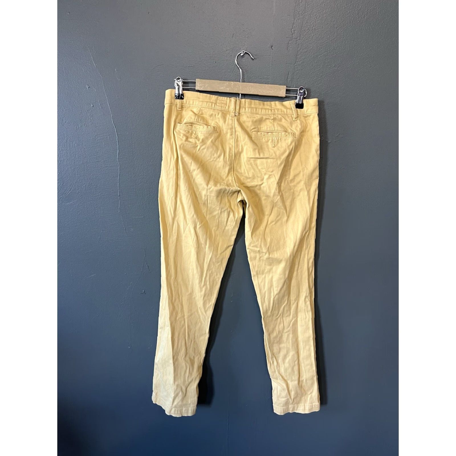 Anthropologie Anthropologie Pilcro and the Letterpress Womens Pants Khakis Yellow 28 Regular Straight Inseam 29 Rise Low Front Zip Button Embroidered Pockets Cotton Size 28" / US 6 / IT 42 - 2 Thumbnail