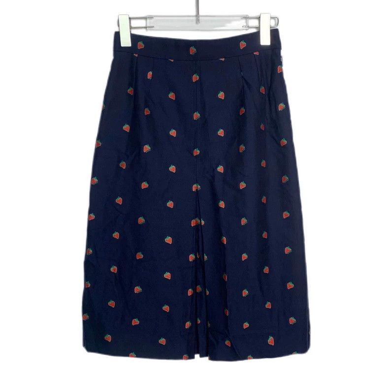 Gucci Gucci Navy Blue Strawberry Embroidered Skirt Size US 38 / EU 54 - 1 Thumbnail
