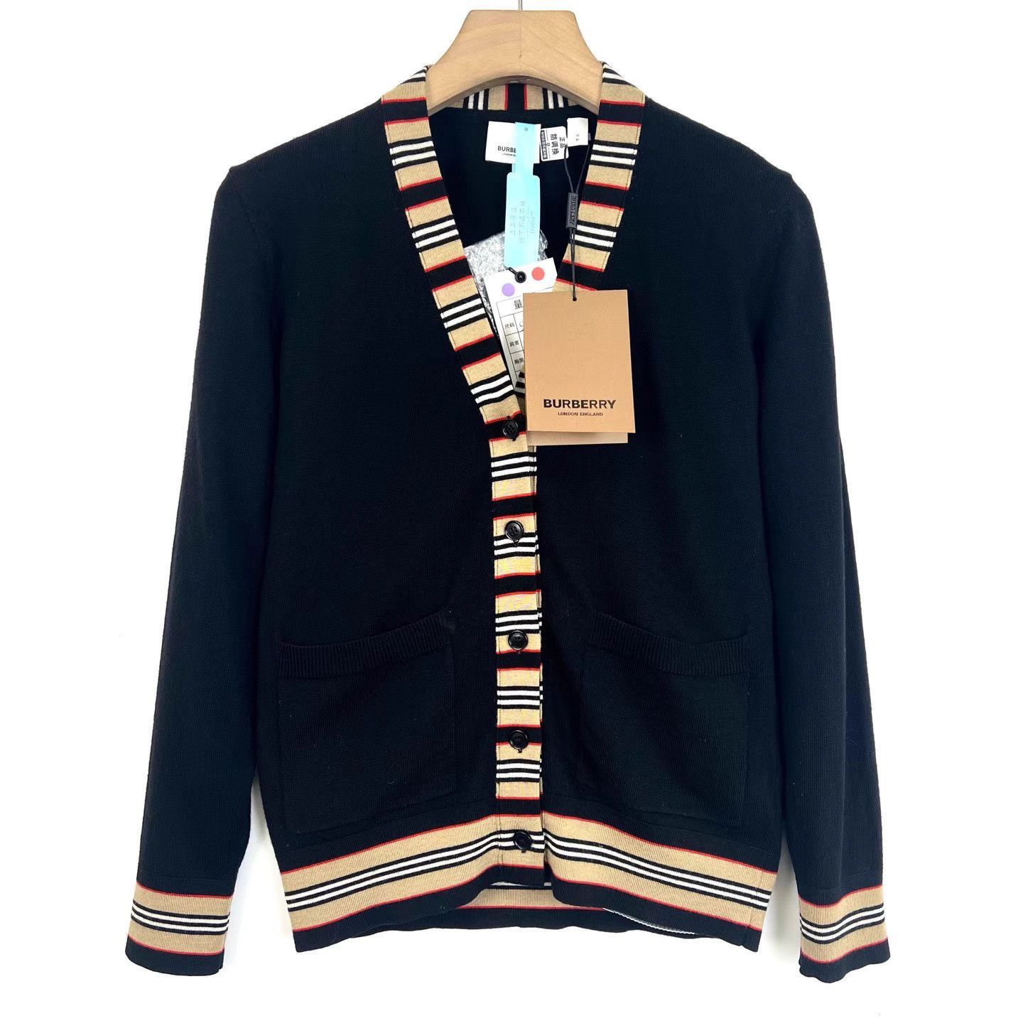 Burberry Black Striped Trim Button-Front Cardigan Size US S / EU 44-46 / 1 - 1 Thumbnail