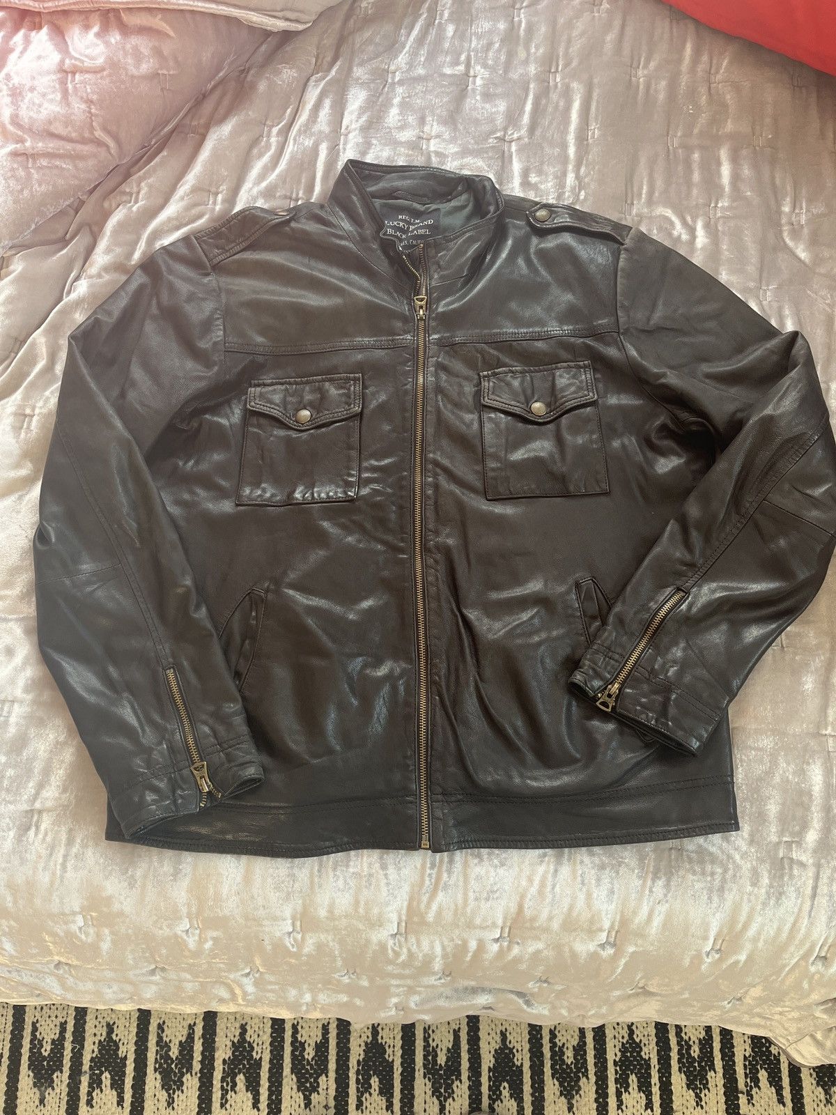 Lucky outlets Brand Black Label Leather Jacket XL