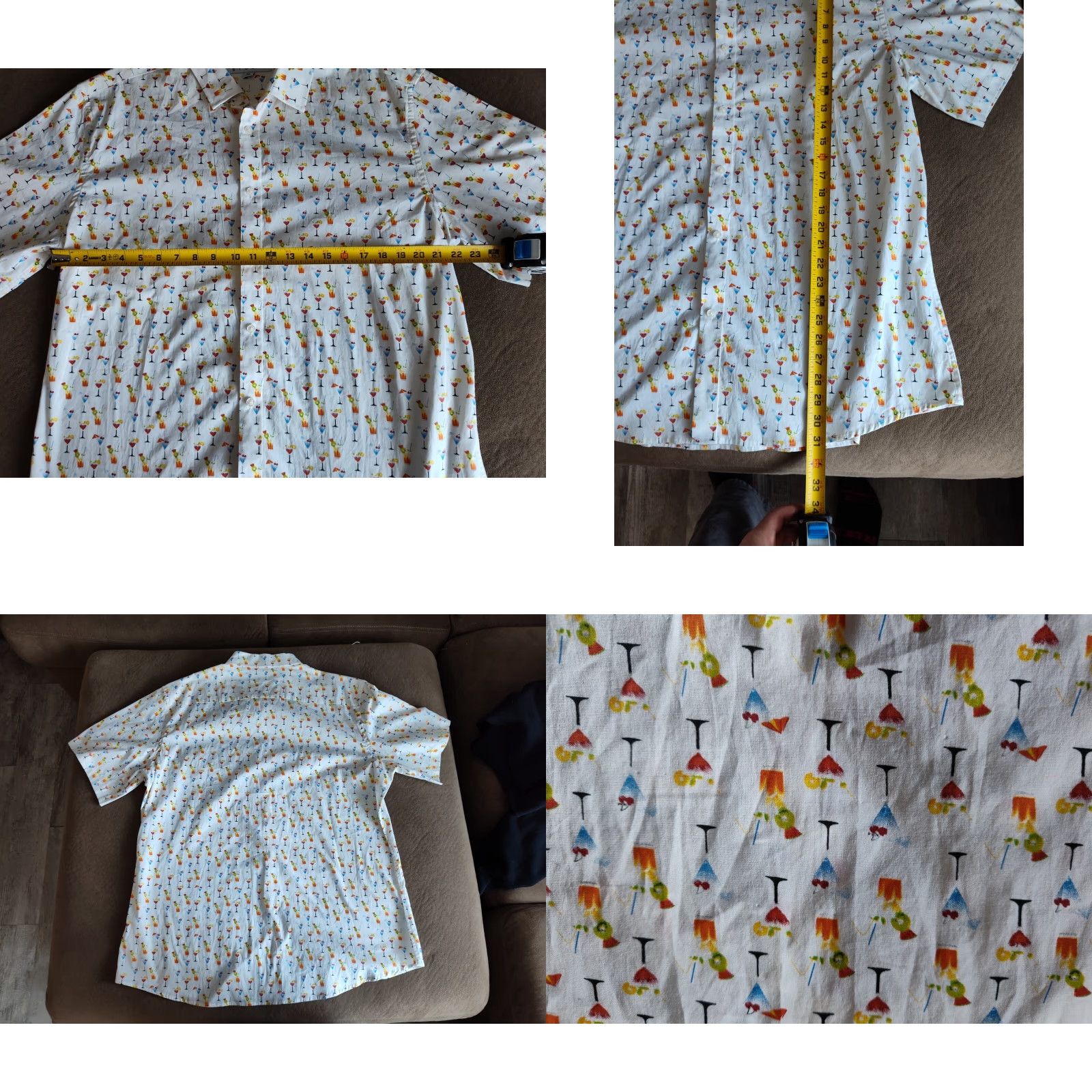 Nicole Miller NICOLE MILLER Studio Button-Up Shirt Mens Short Sleeve Cocktail Print 2XL White Mixed Drinks Size US XXL / EU 58 / 5 - 8 Thumbnail