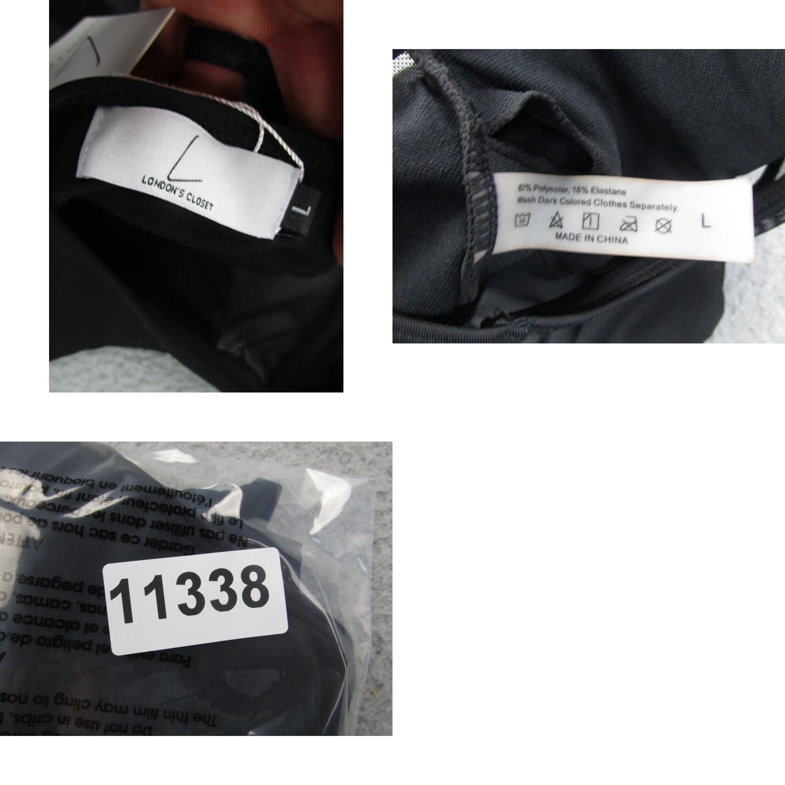 Closet London Londons Closet Bikini Womens L Black Sheer One-Shoulder Strap One-Piece Large Size ONE SIZE - 8 Thumbnail