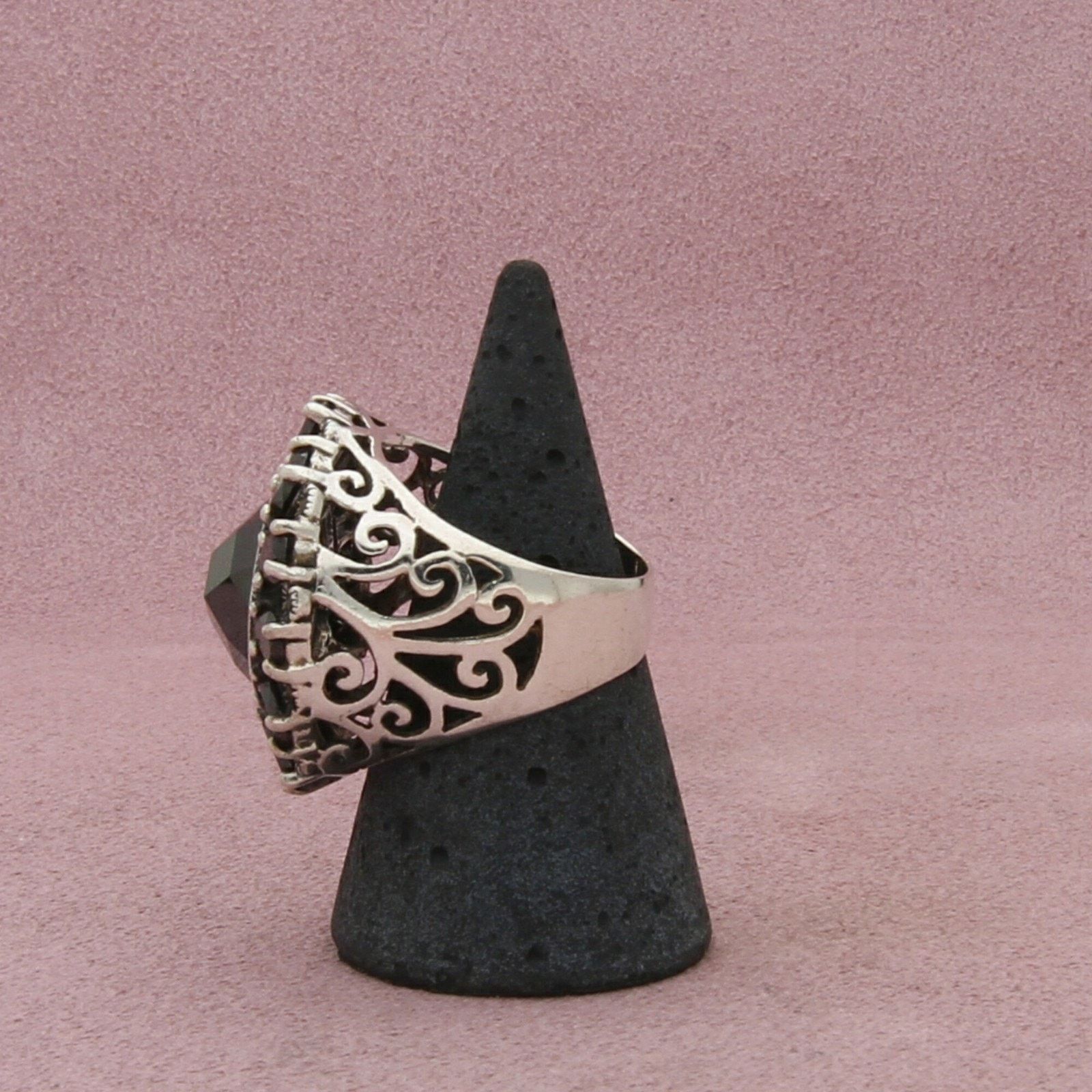 Sterling Silver sterling silver marcasite & black cz cocktail ring size 8.5 Size ONE SIZE - 2 Thumbnail