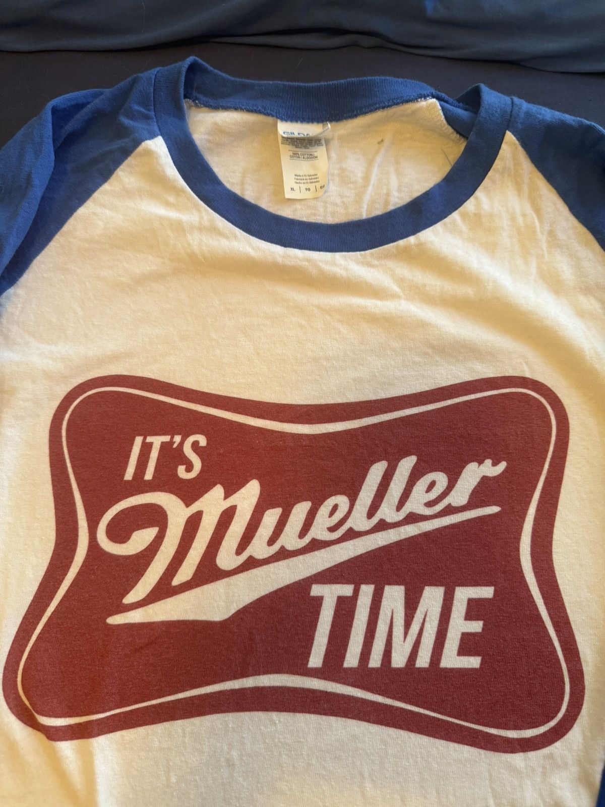 Gildan Its Mueller Time - tee - baseball style sleeves XL Size US XL / EU 56 / 4 - 2 Thumbnail