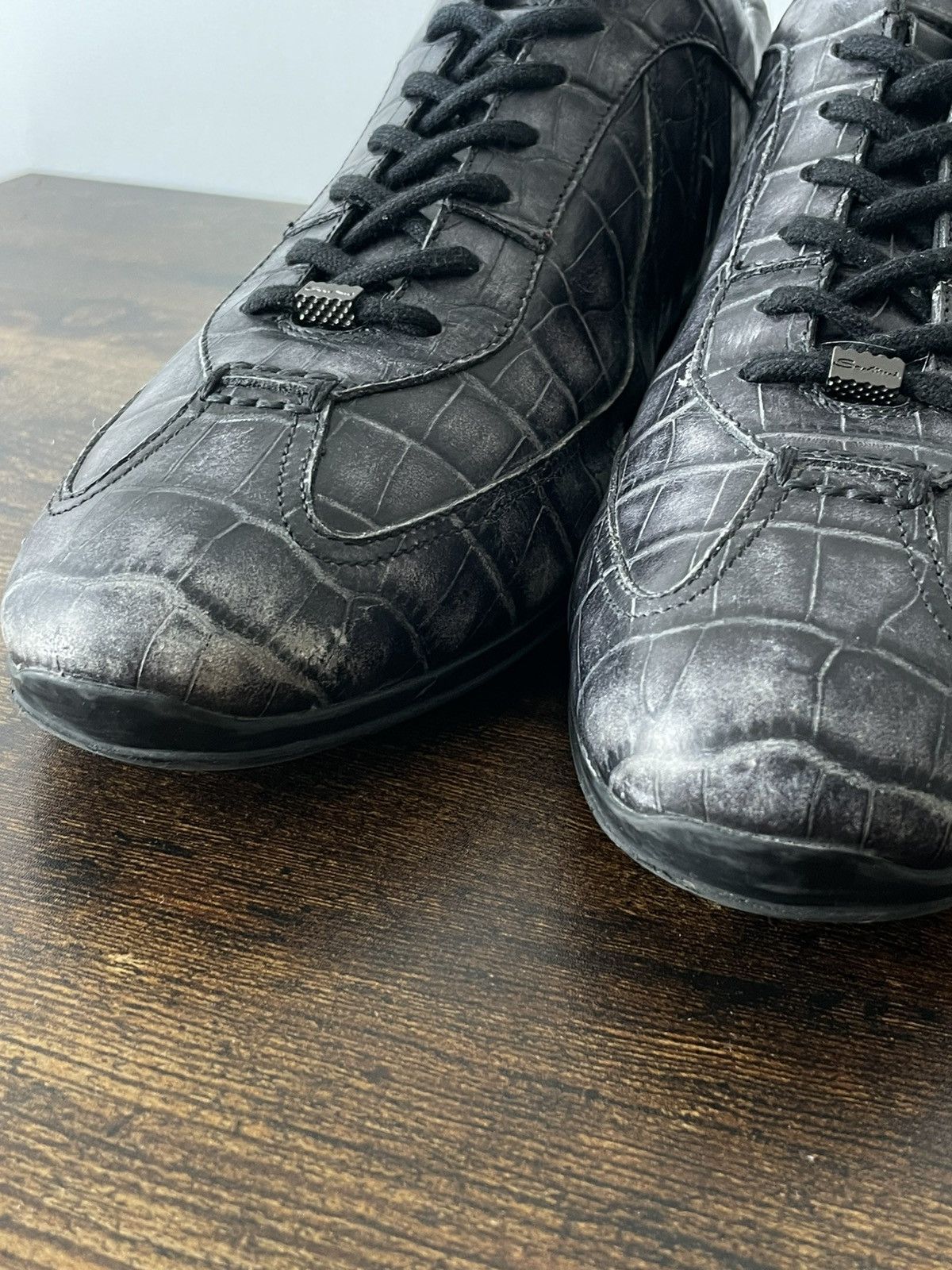 Santoni Santoni AMG Leather Crocodile Shoes Vintage Faded RARE Size US 10 / EU 43 - 12 Thumbnail