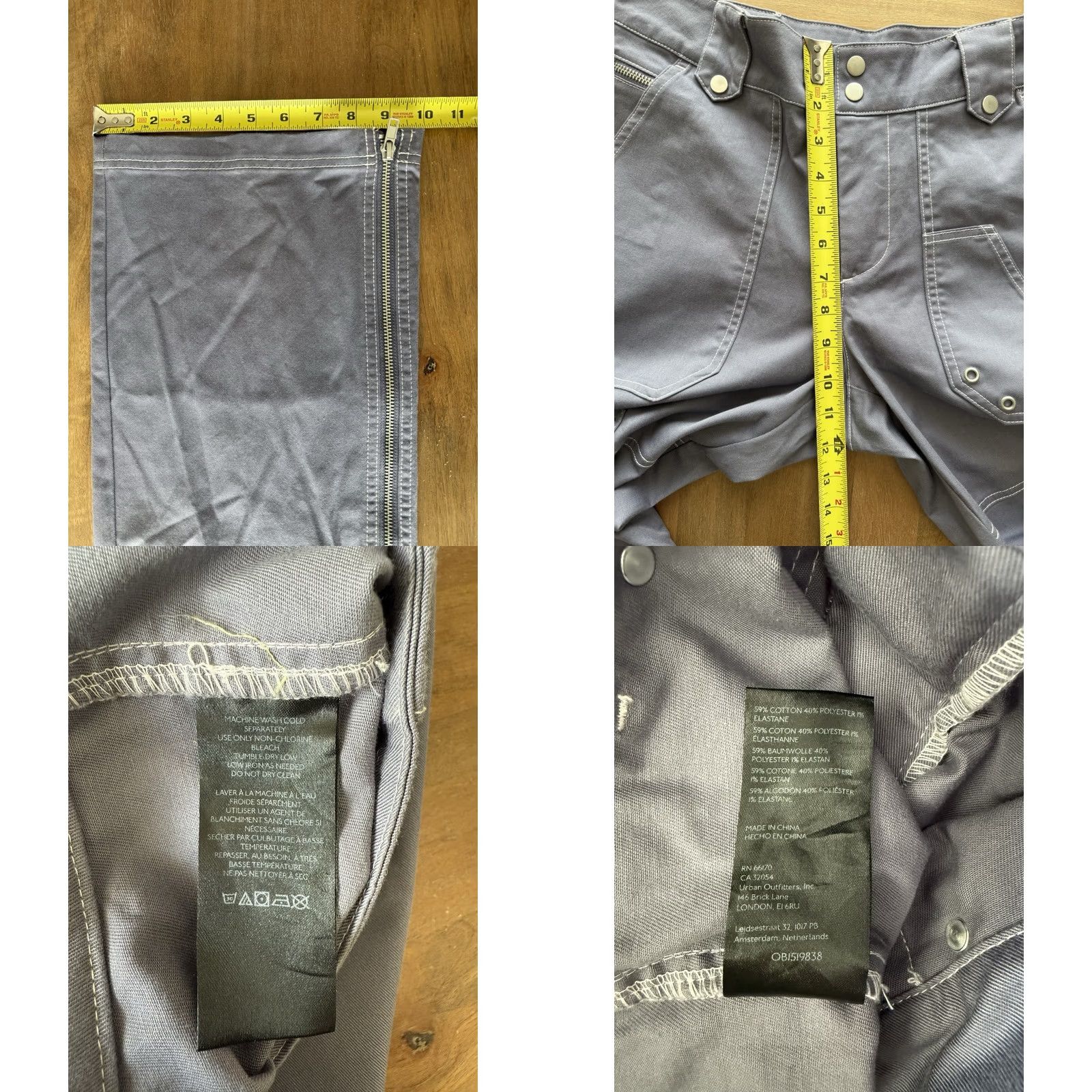 Bdg BDG Jeans Women Baggy Wide Leg Cargo 8 32x31 Purple 90s Grunge Hip Hop London Cargo Pocket Zipper Button Denim Clothing Girl Womens Jeans Size 30" / US 8 / IT 44 - 8 Thumbnail