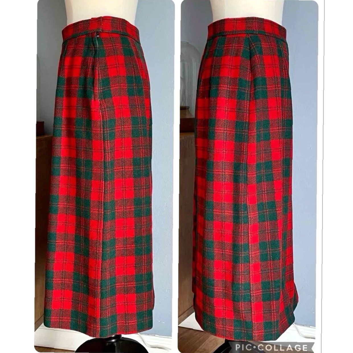 Vintage VINTAGE Koret of California SF Tartan Plaid Wool Jacket Skirt Suit Red Green S/M 1970s Mod/GoGo N/A Size 28" / US 6 / IT 42 - 4 Thumbnail
