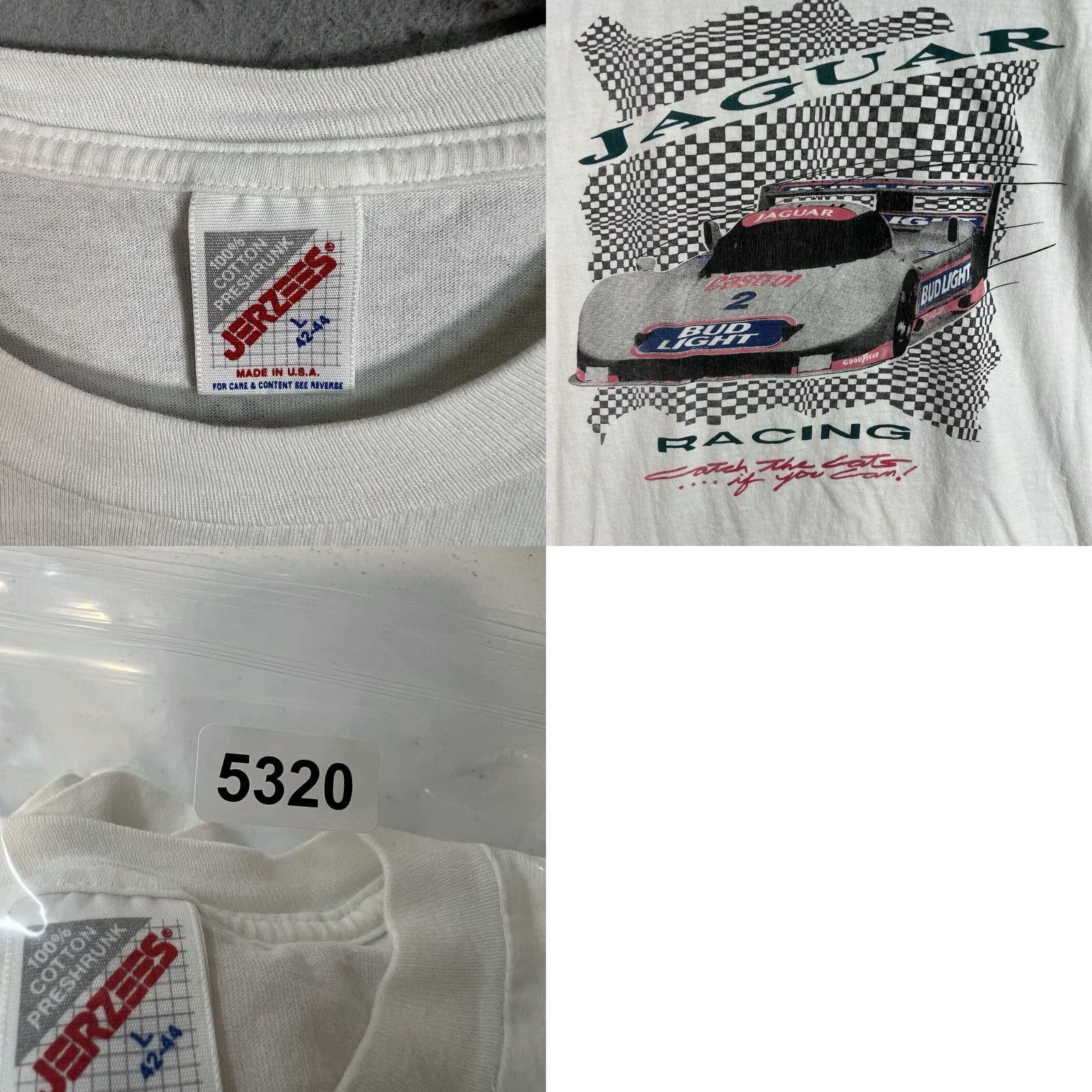 Jerzees VINTAGE 90s Jaguar XJR-16 IMSA GTP Graphic Tee Adult Large White Mens Size US L / EU 52-54 / 3 - 8 Thumbnail