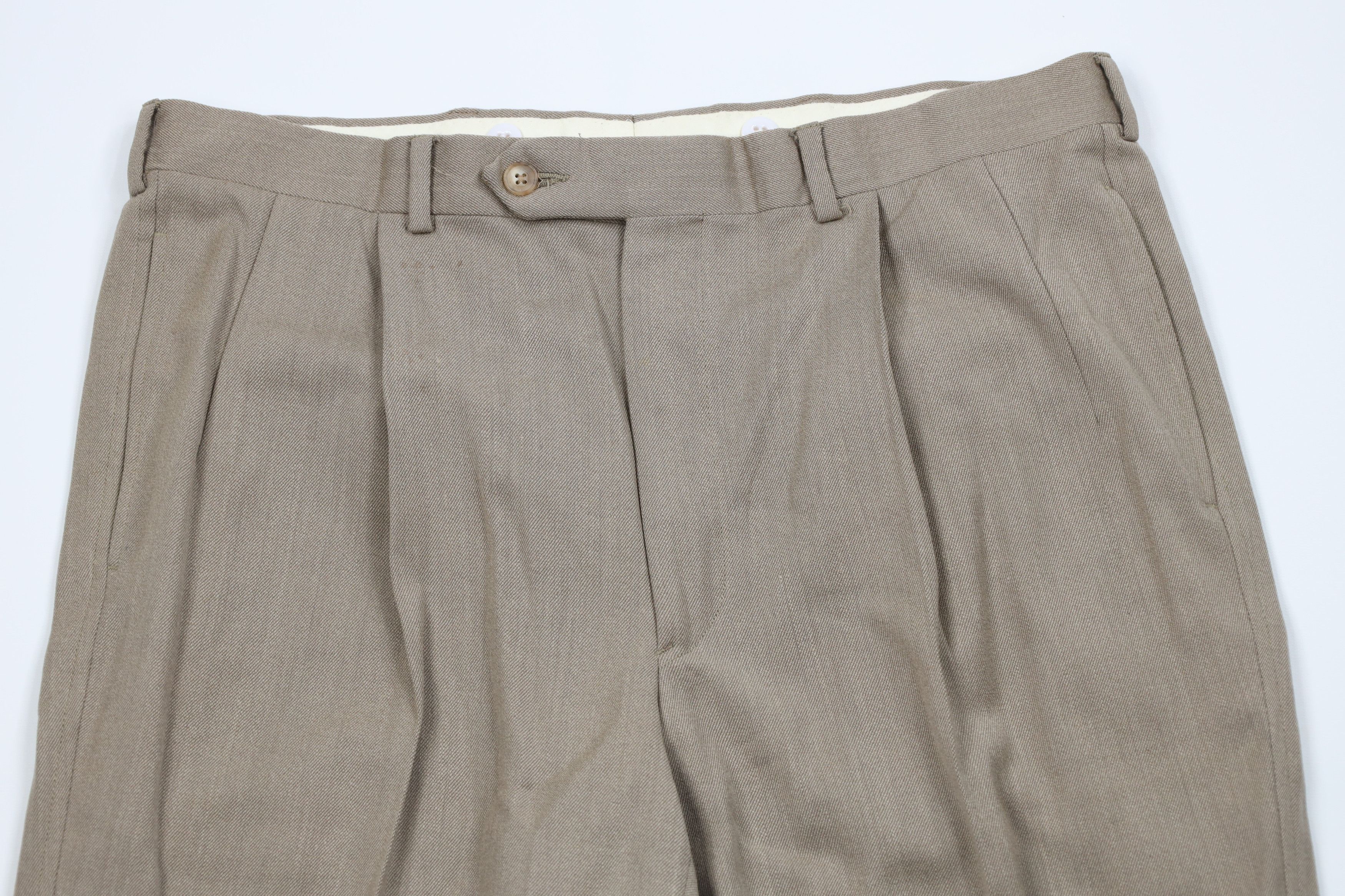 Vintage Vintage 70s Streetwear Pleated Wide Leg Wool Chino Pants USA Size US 36 / EU 52 - 2 Thumbnail