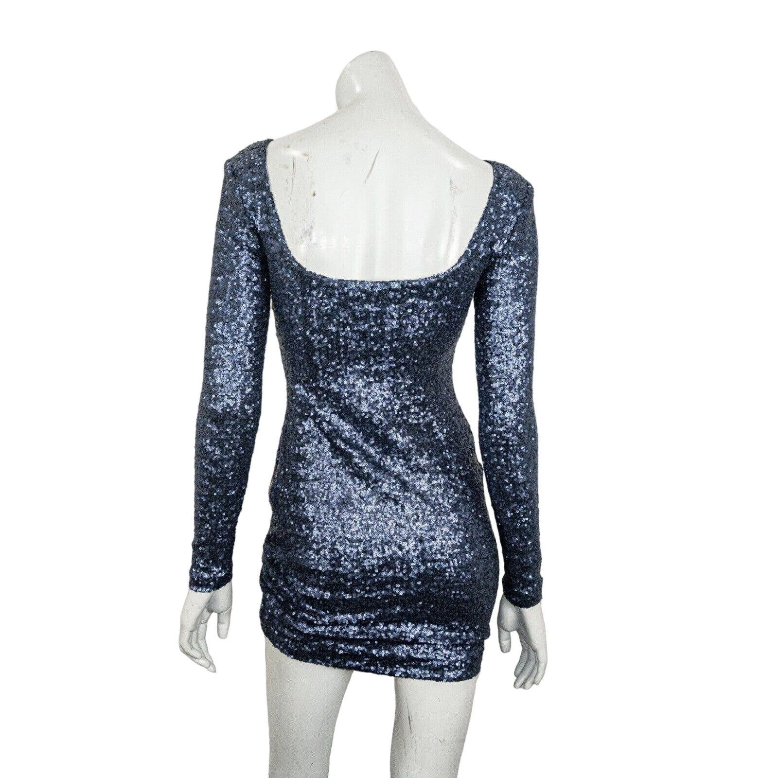 Other NICHOLAS Blue Sequin Bodycon Dress Scoop neck Long Sleeve Size M / US 6-8 / IT 42-44 - 5 Thumbnail