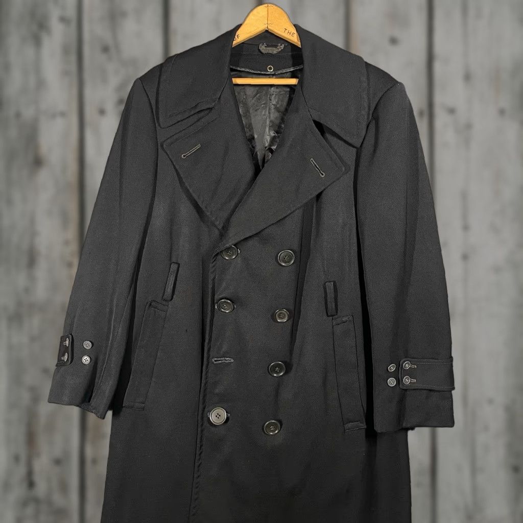 Vintage VINTAGE WWII 40s Gabardine Whipcord Trench Coat Mens 38 Black Wool Military USN Size US XXS / EU 40 - 1 Thumbnail