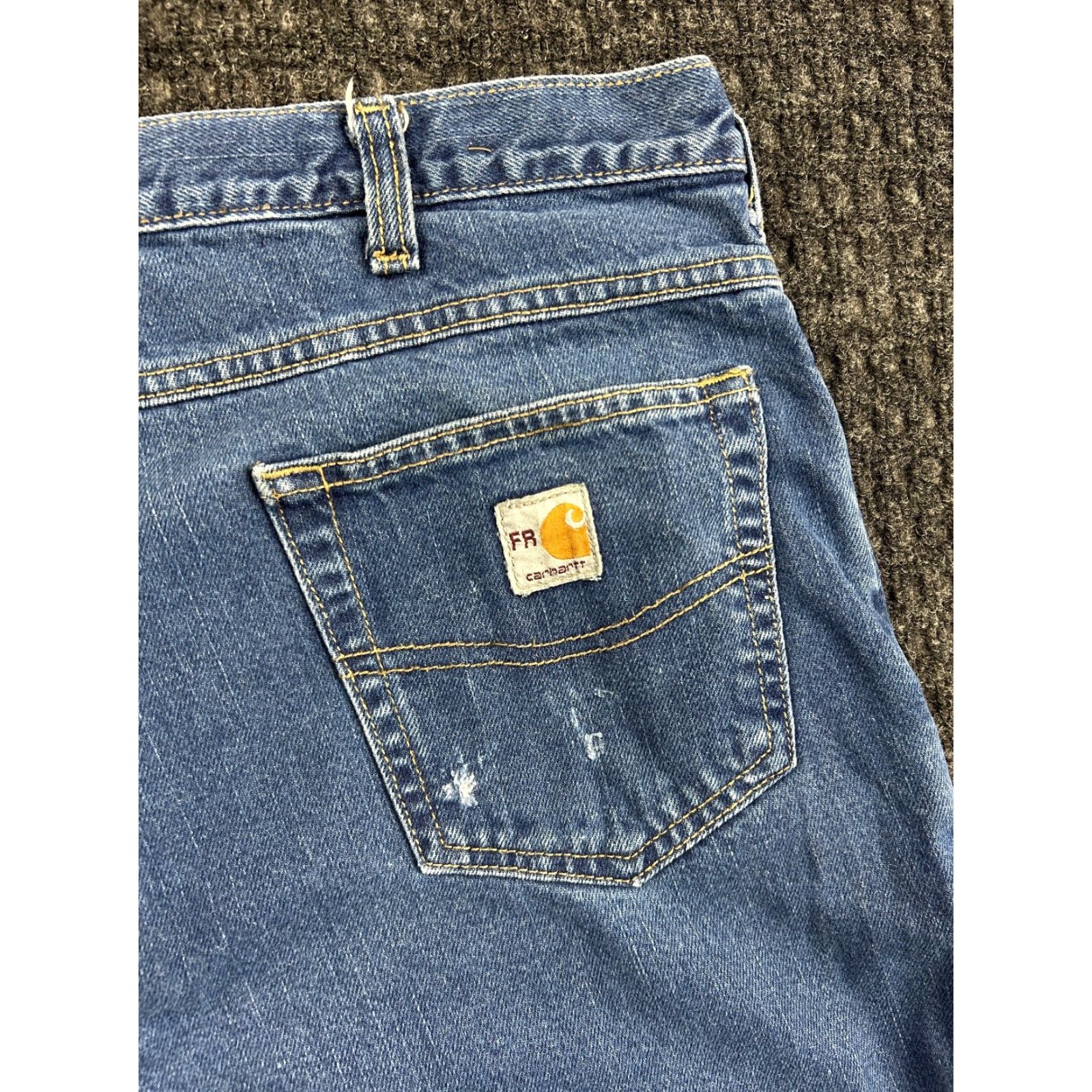 Carhartt VINTAGE Carhartt Jeans 40 x 30 Denim Flame-Resistant Distressed Workwear 5-Pocket Mens Blue 90s Band Rock USA Denim Size US 40 / EU 56 - 2 Thumbnail