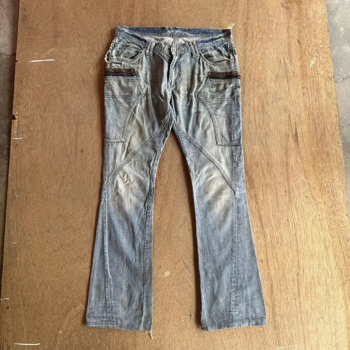 FLARE/BOOTCUT JAPANESE VTG MICHELKLEIN DISTRESSED DENIM PANT