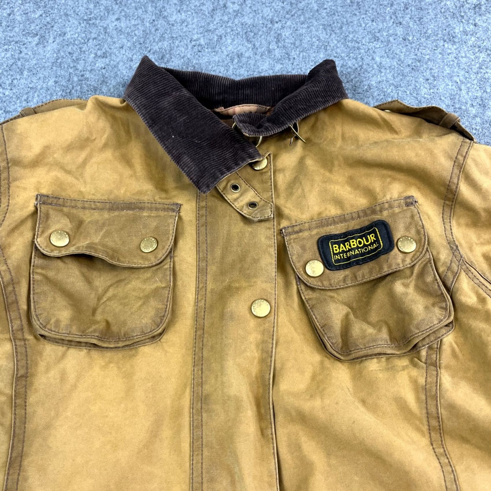 Barbour VINTAGE Barbour International Jacket UK 16 Tan Womens Wax Made England 3 Warrant Size XXL / US 16-18 / IT 52-54 - 3 Thumbnail