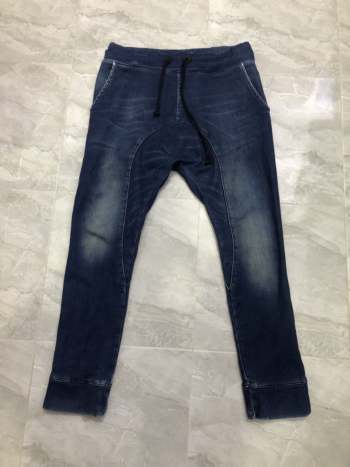 Zara Man Drop Crotch Tapered Denim Joggers