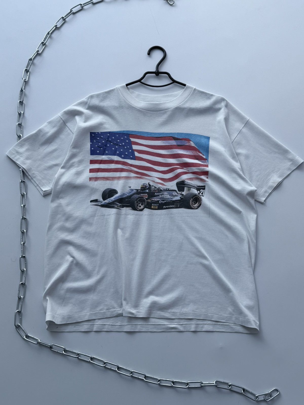 Vintage Vintage 90s IndyCar Formula 1 American Flag T-Shirt Tee Size US XL / EU 56 / 4 - 3 Thumbnail