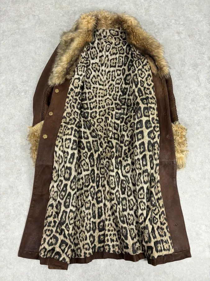 Roberto Cavalli 2000s Roberto Cavalli Brown Premium Leather Fur Trench Coat Size M / US 6-8 / IT 42-44 - 7 Thumbnail