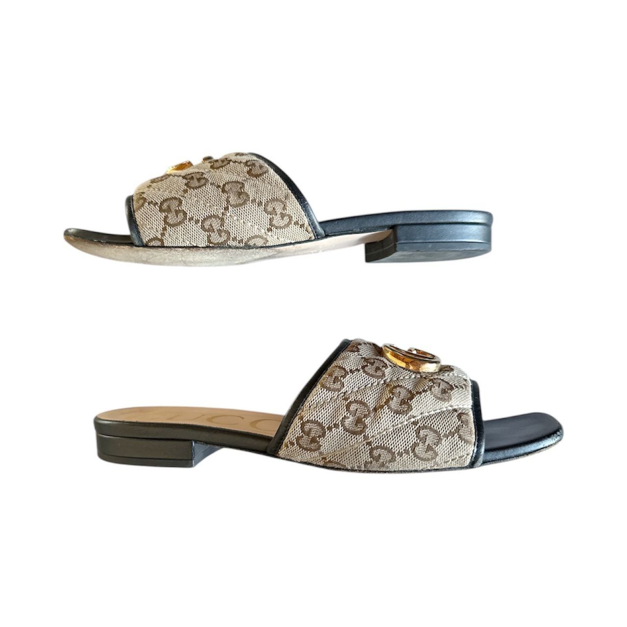Gucci Gucci Jolie GG Mule Sandals Beige Monogram Canvas Flat Slide Size US 7 / IT 37 - 2 Thumbnail