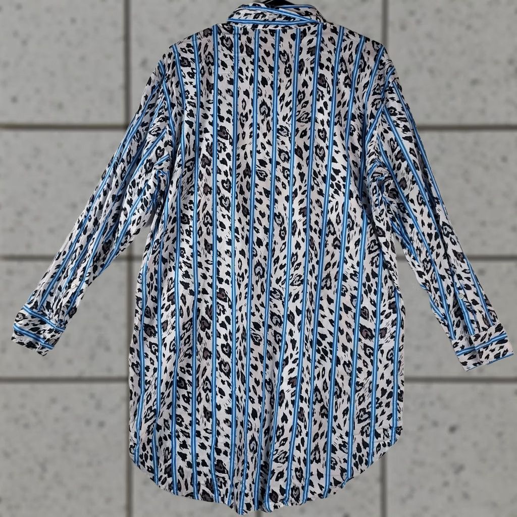 Victoria's Secret Victoria’s Secret Women’s Leopard Stripe Button Up Sleepshirt L Multicolor Long Sleeve Button Up Nightshirt Pajama Top Size L / US 10 / IT 46 - 1 Thumbnail