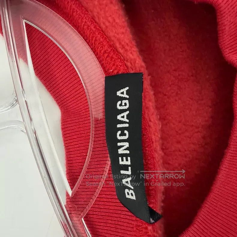 Balenciaga Balenciaga Red Embroidered Logo Round Neck Sweatshirt Size US S / EU 44-46 / 1 - 3 Thumbnail