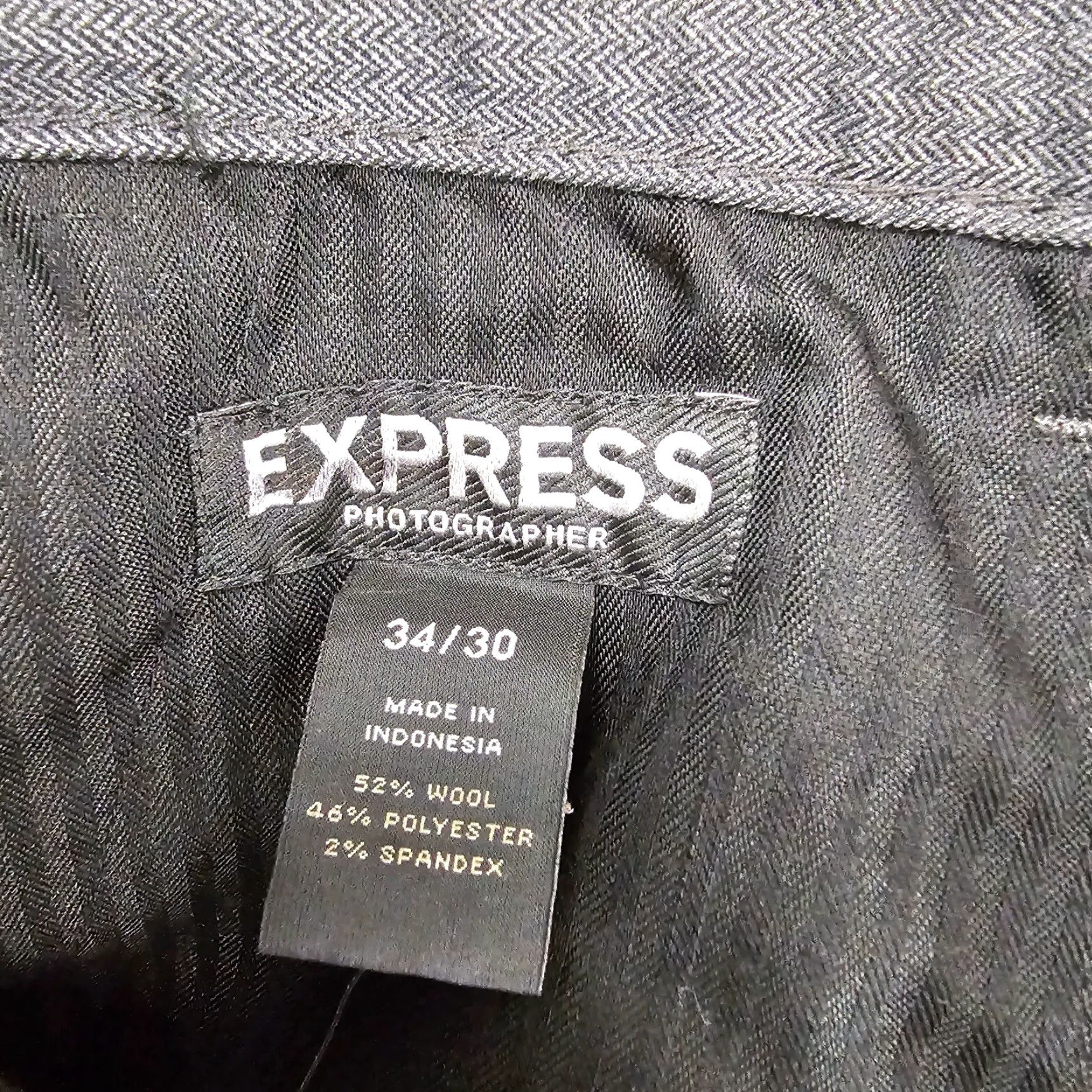 Express Express Dress Pants Mens 36x30 Gray Photographer Wool Stretch Herringbone Chinos Dress Pants Mens Gray Wool Blend Herringbone Express Photographer Size US 36 / EU 52 - 6 Thumbnail