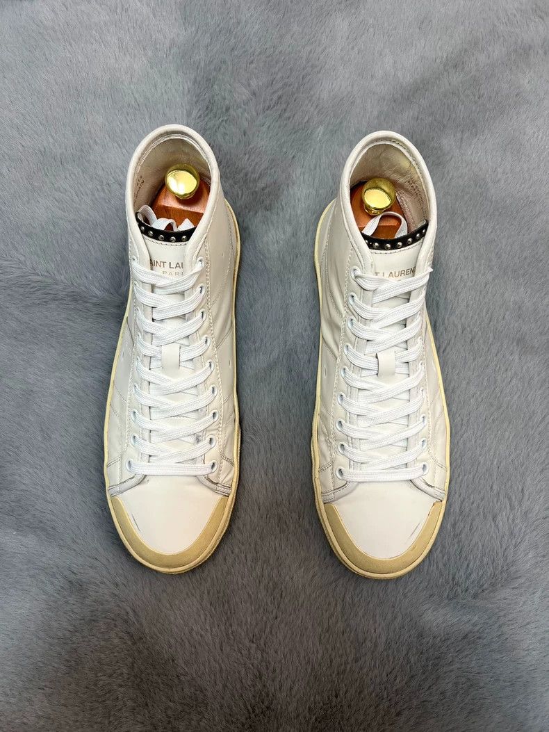 Saint Laurent Paris Saint Laurent Paris White shoelace high top makes old boar Size US 7 / EU 40 - 2 Thumbnail
