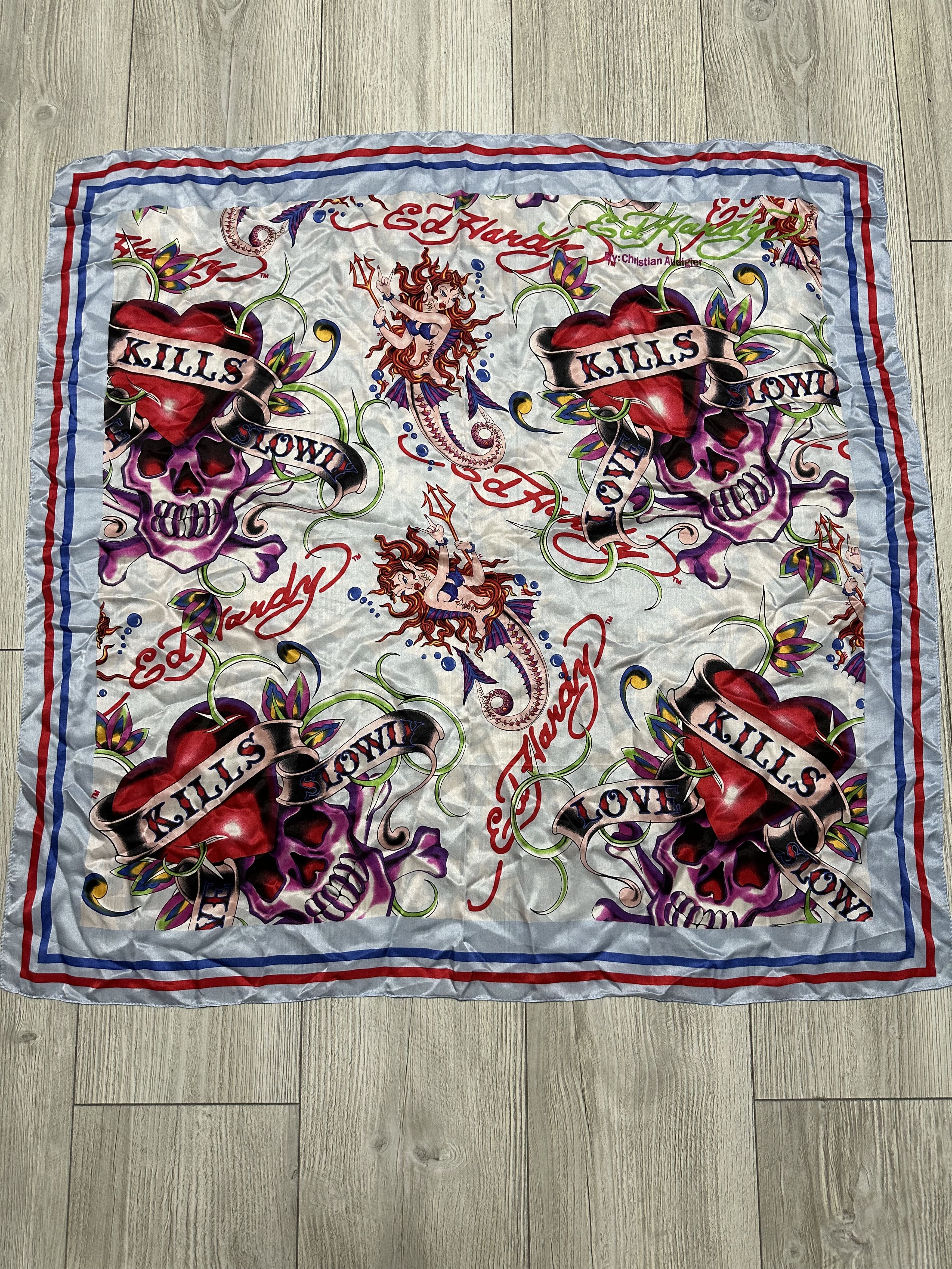 Ed Hardy Ed Hardy Christian Audigier Square Scarf Skull Tattoo 84 cm Size ONE SIZE - 1 Thumbnail