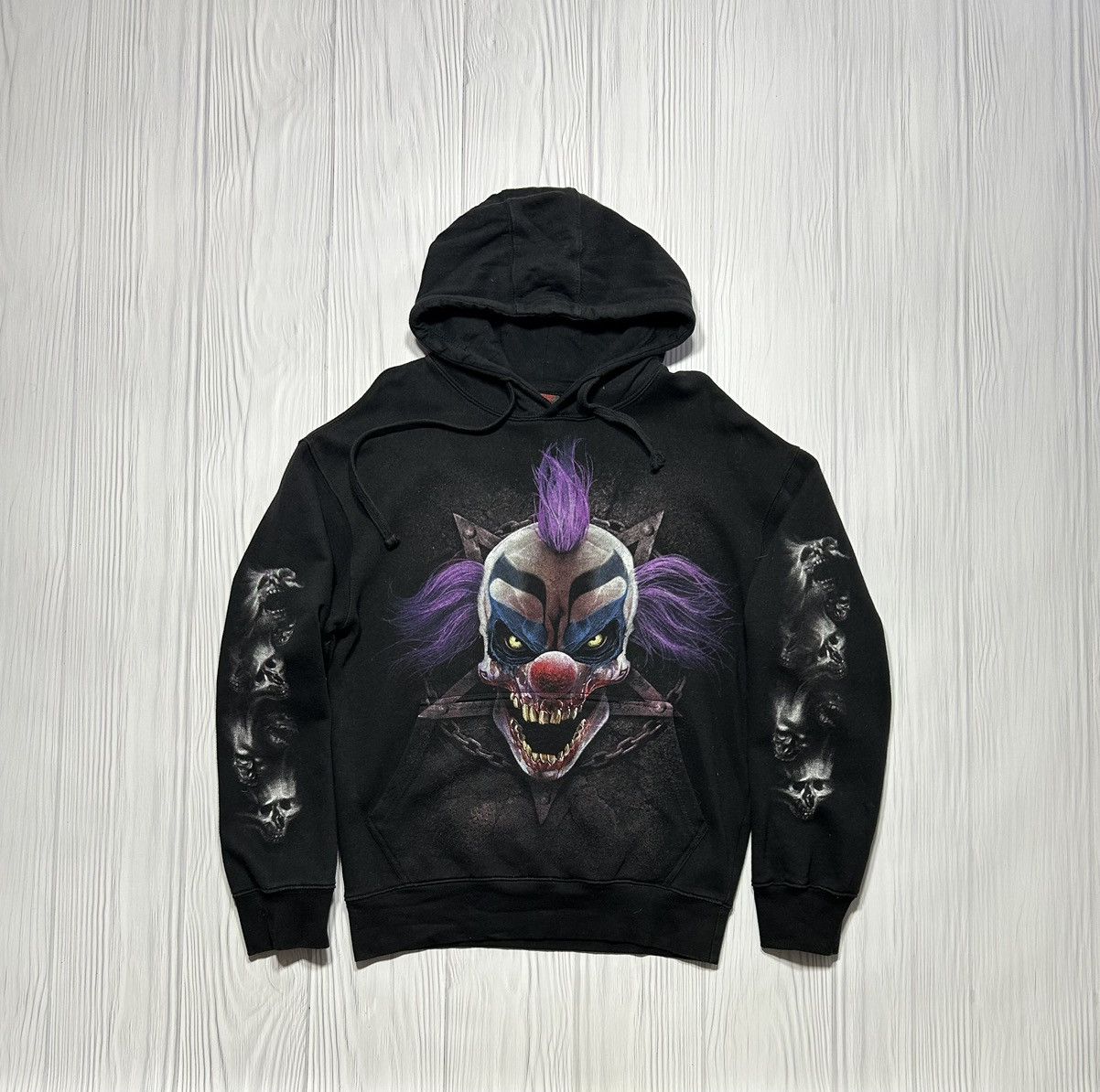 Vintage Vintage Horror Creepy Clown Death 666 Overprinted Hoodie Size US M / EU 48-50 / 2 - 1 Thumbnail