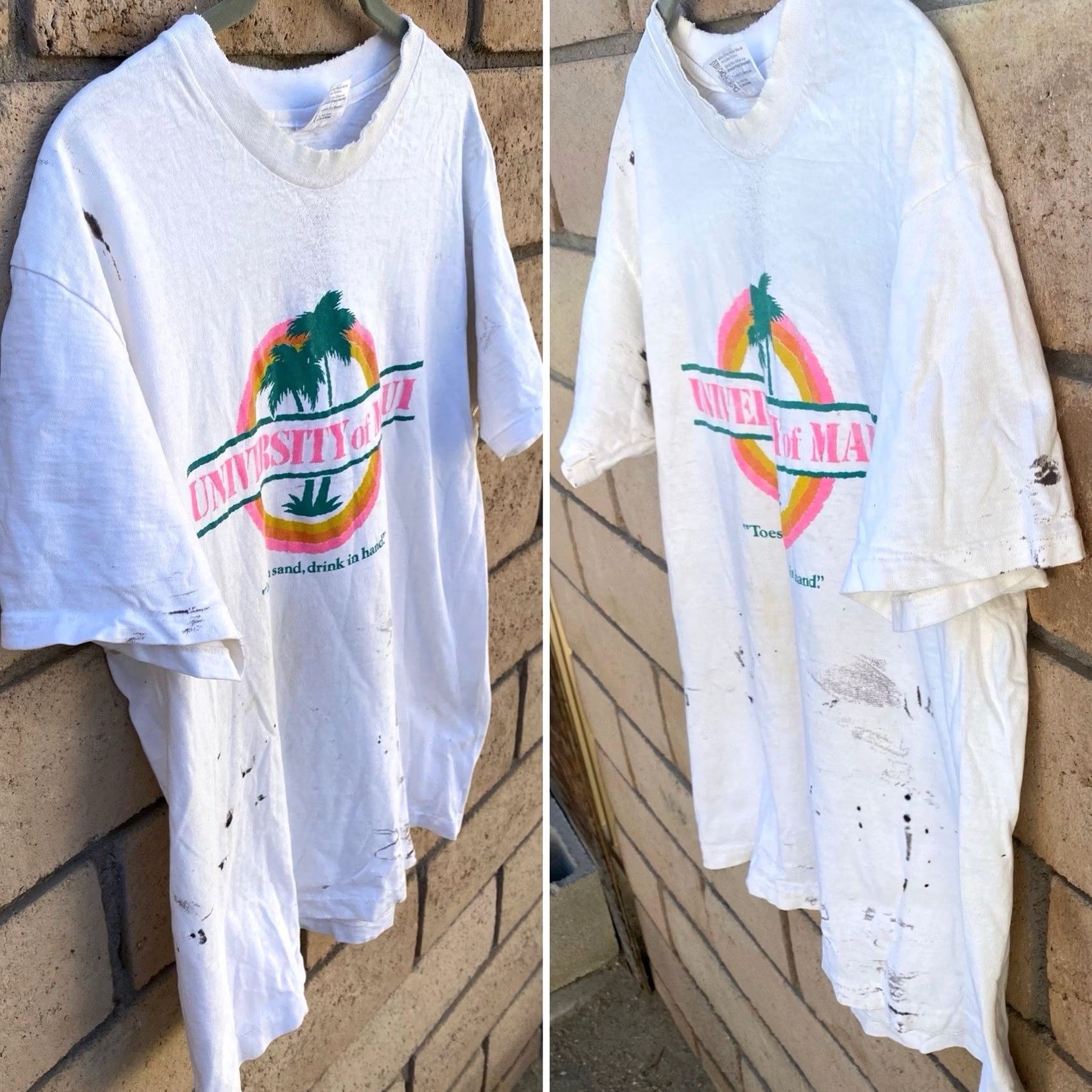 Hanes VINTAGE University of Maui T Shirt Mens L White Cotton Graphic Print 1980s Size US L / EU 52-54 / 3 - 6 Thumbnail