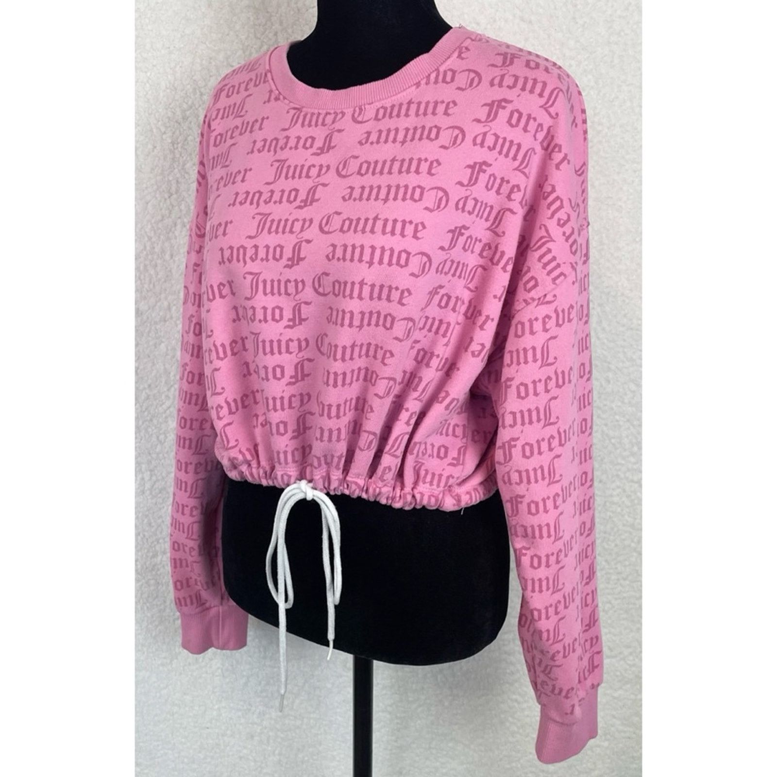 Juicy Couture JUICY COUTURE x F21 • Pink Logo Print Cropped Tie Sweatshirt Size M / US 6-8 / IT 42-44 - 5 Thumbnail