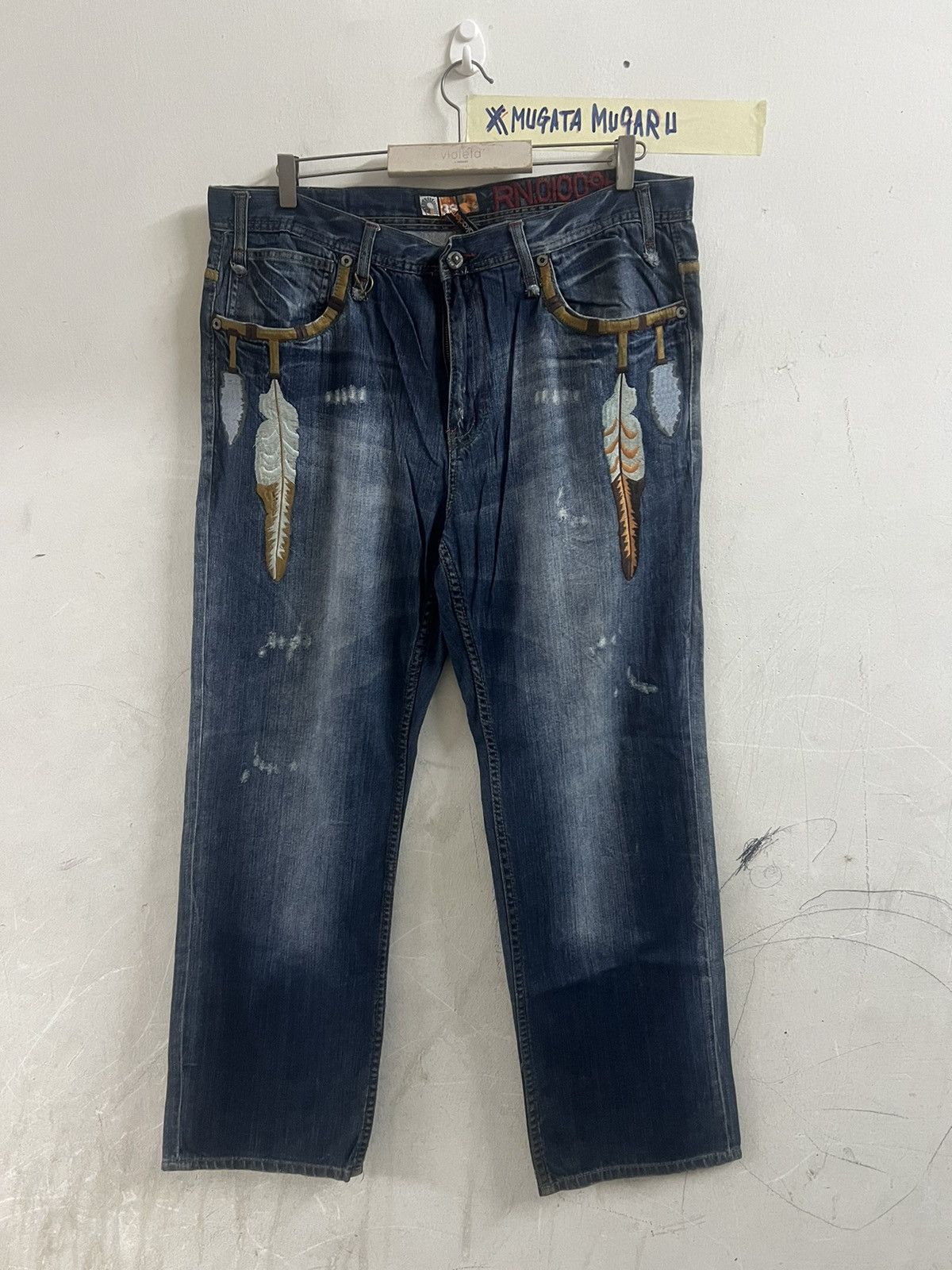 Japanese Brand NAVAJO DENIM AKADEMİK EMBROIDERY DISTRESSED DENIM PANT Size US 38 / EU 54 - 4 Thumbnail