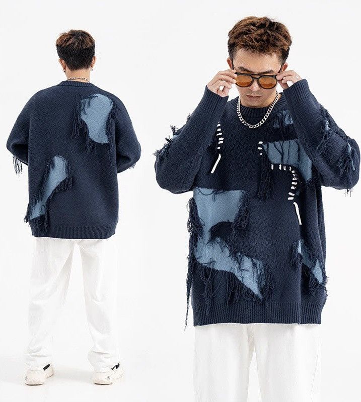 Vintage Knitted Sweater American Loose Pullover Harajuku Style Size US L / EU 52-54 / 3 - 3 Thumbnail