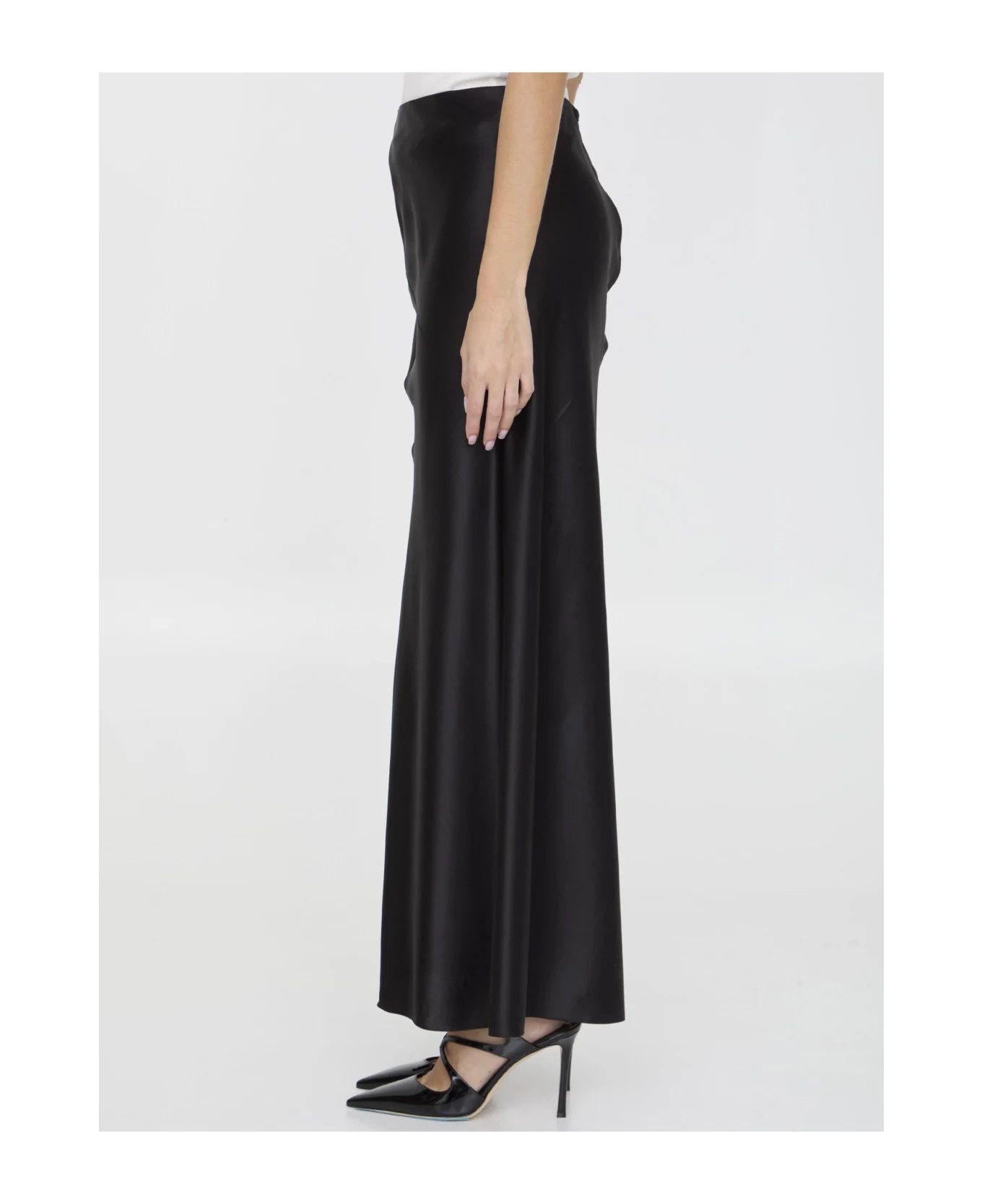 Saint Laurent Paris oc11z0226 783896 Long Skirt in Silk Satin Crepe in Black Size 27" / US 4 / IT 40 - 3 Thumbnail