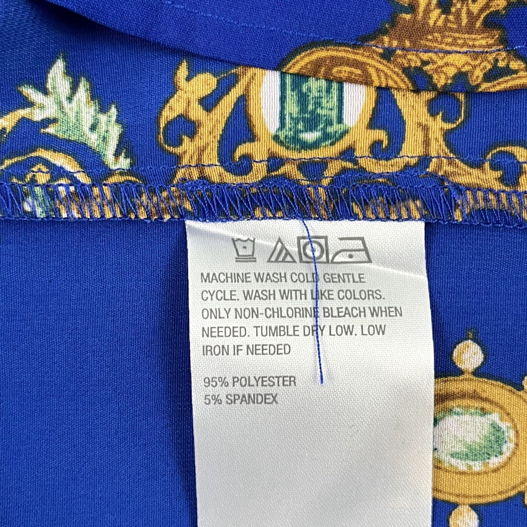 Vintage Motto Shirt Womens Size 8 Button Down Blue Chiffon Jeweled Print Stretch Office Size M / US 6-8 / IT 42-44 - 6 Thumbnail