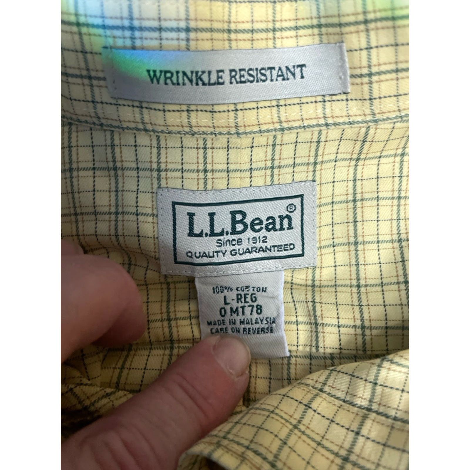 Vintage L.L. Bean Wrinkle Resistant Button-Down Shirt Mens Large Yellow Checkered Size US L / EU 52-54 / 3 - 6 Thumbnail