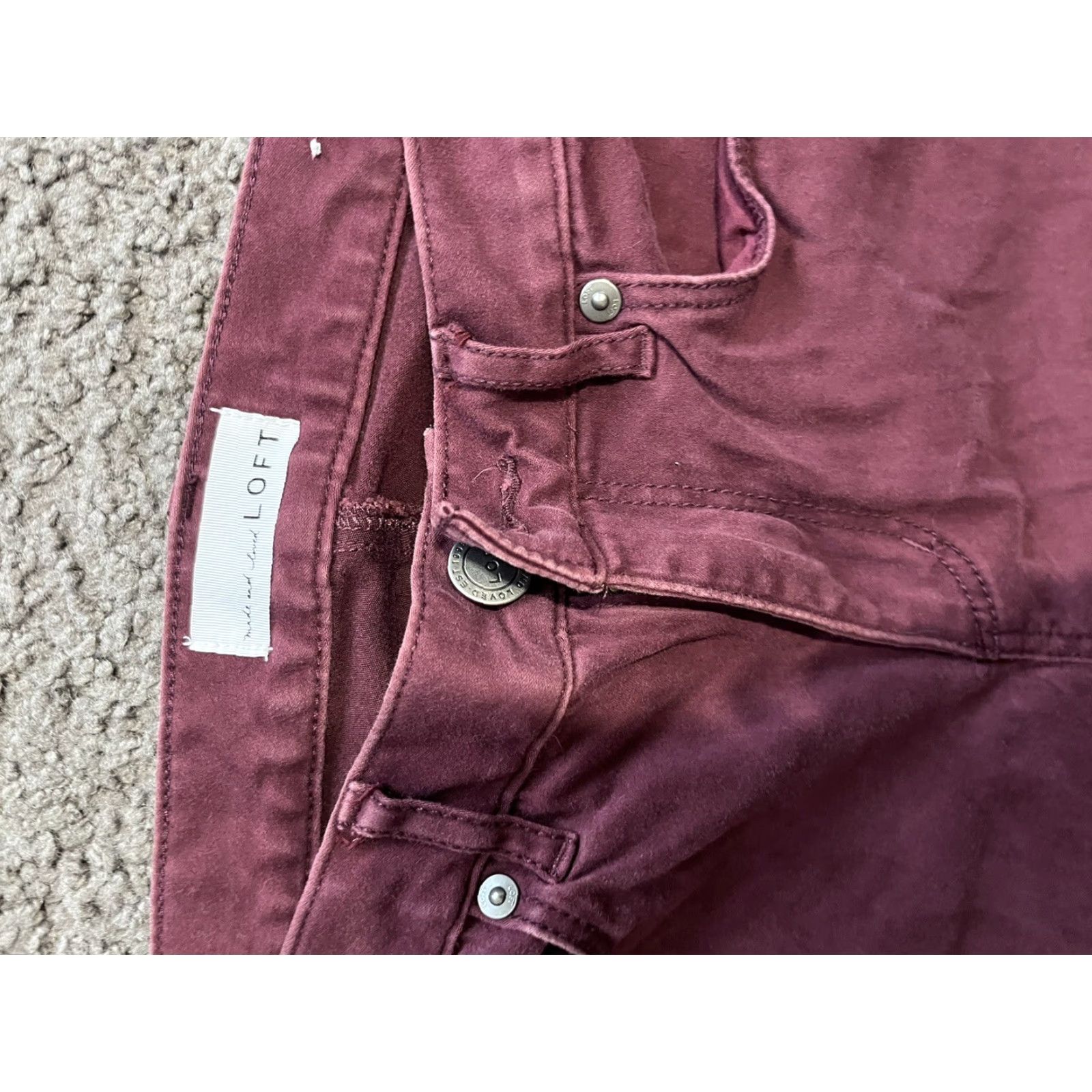 Loft LOFT Jeans Womens 2/26 Flat Front Tapered Jegging Maroon Burgundy Style Red Size 26" / US 2 / IT 38 - 5 Thumbnail