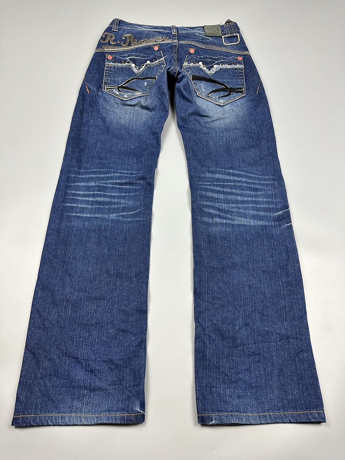 If Six Was Nine × Le Grande Bleu (L.G.B.) Distressed Red Pepper Whiskered Flared Jeans Size US 30 / EU 46 - 4 Thumbnail